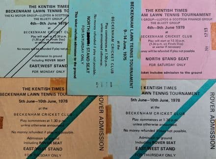 Beckenham Tournament Tickets x5 (1975, 1978-9)