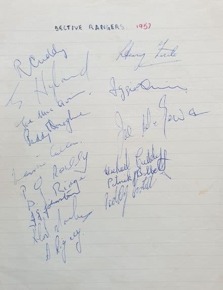 Bective Rangers 1957 SIGNED Team List