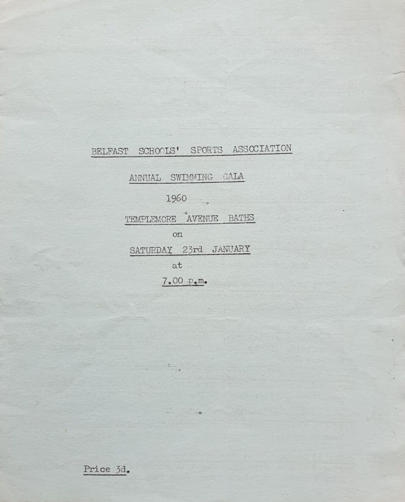Belfast Schools Annual Swimming Gala (1960, Jan 23rd)