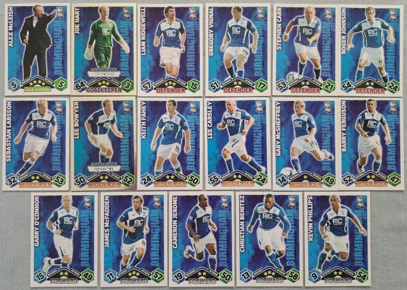 Birmingham City, Match Attax Cards x 17 (2009-10)