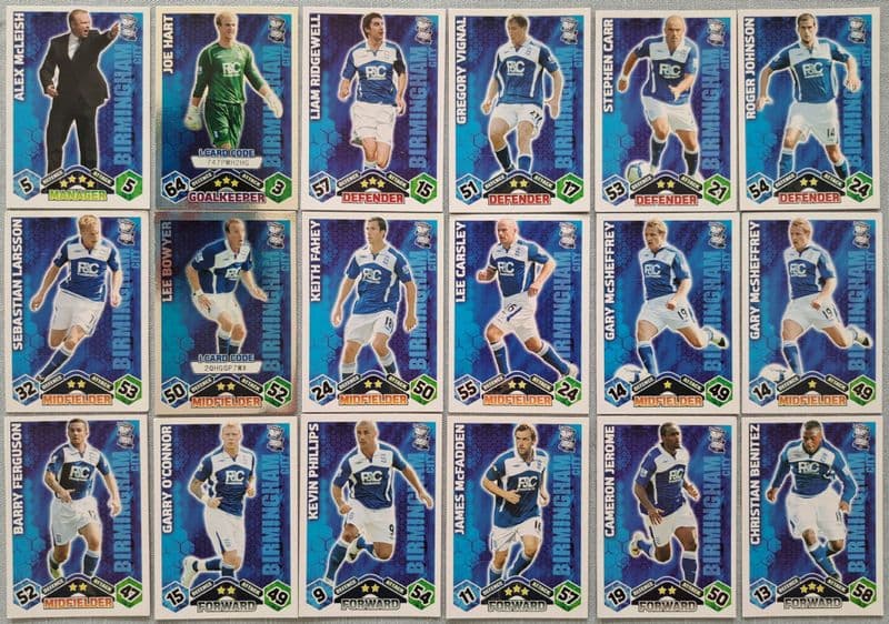Birmingham City, Match Attax Cards x 18 (2009-10)