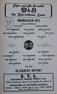 Birmingham City v Blackburn Rovers, Div 1 (1962, Mar 30th)