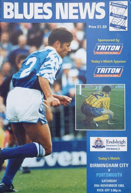 Birmingham City v Portsmouth, Endsleigh Div 1 (1993, Nov 20)
