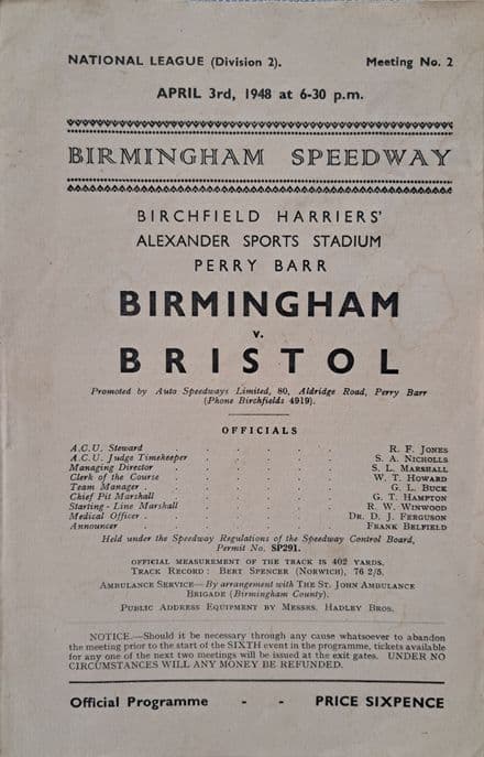 Birmingham v Bristol (1948, Apr 3rd)