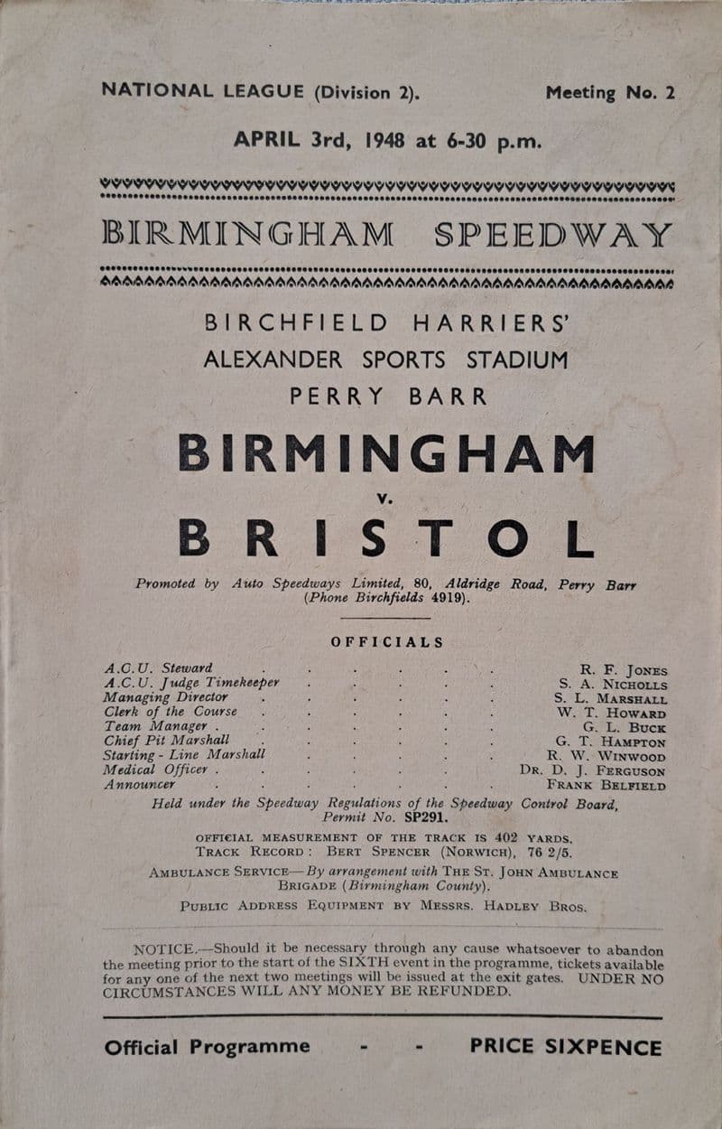 Birmingham v Bristol (1948, Apr 3rd)