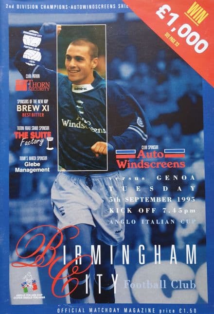 Birmingham v Genoa, Anglo-Italian Cup (1995, Sep 5th)