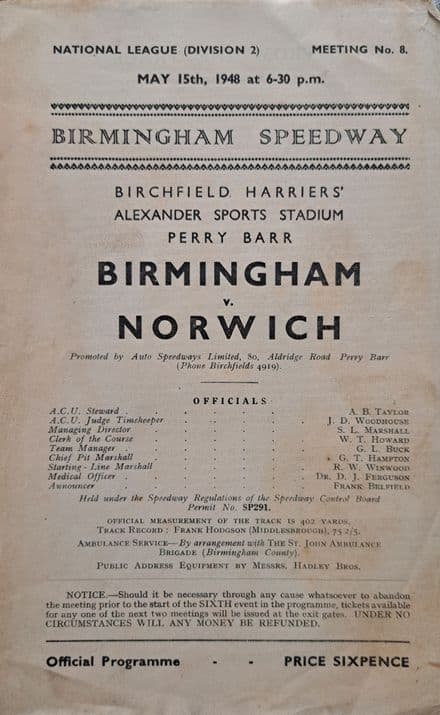 Birmingham v Norwich (1948, May 15th)