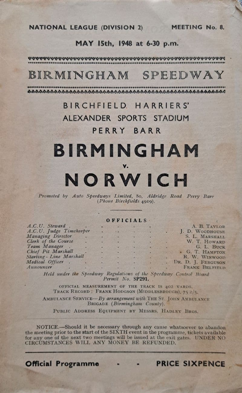 Birmingham v Norwich (1948, May 15th)