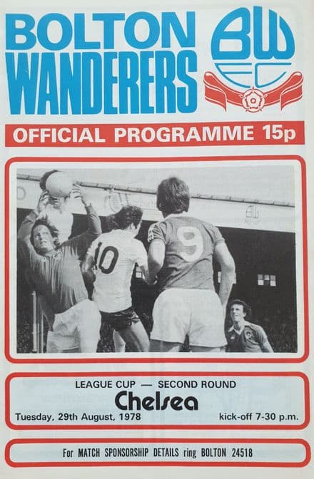 Bolton v Chelsea, League Cup (1978, Aug 29th)