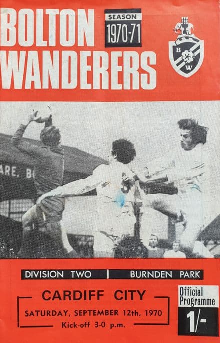 Bolton Wanderers v Cardiff City, Div 2 (1970, Sep 12th)