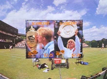 Boris Becker & Martina Navratilova St Vincent Wimbledon Stamps (1987)