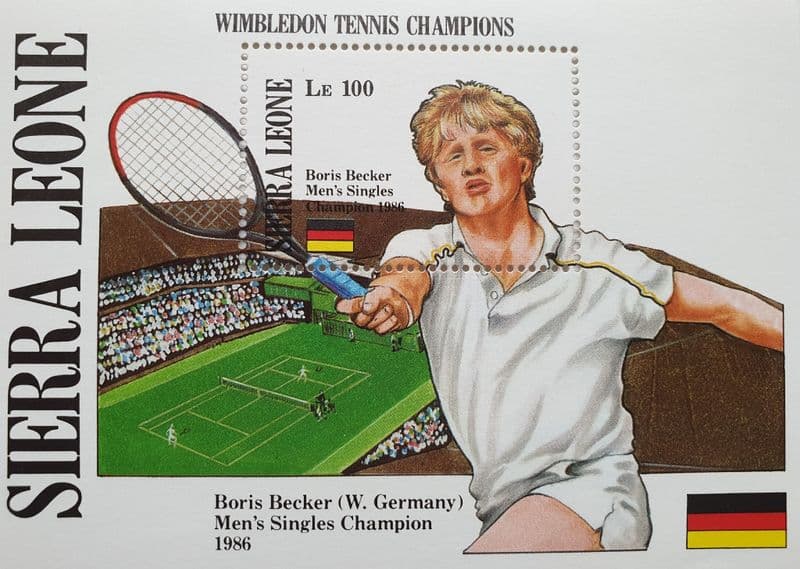 Boris Becker Sierra Leone 100 Le Stamp (1987)
