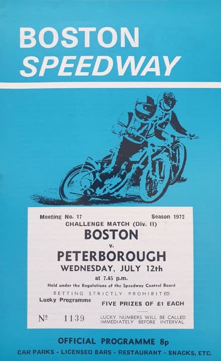 Boston v Peterborough (1972, Jul 12th)