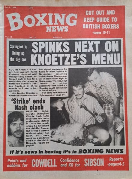 Boxing News Vol 34 No 27 (1978, Jul 7th)