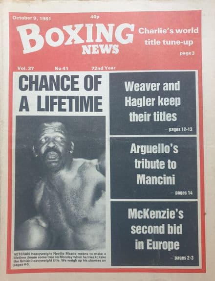 Boxing News Vol 37 No 41 (1981, Oct 9th)