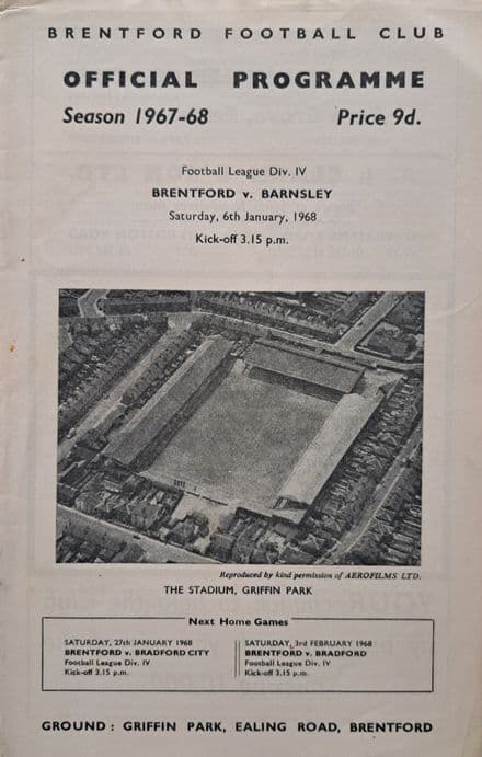 Brentford v Barnsley, Div 4 (1968, Jan 6th)