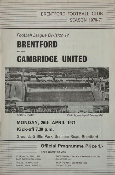 Brentford v Cambridge United, Div 4 (1971, Apr 26th)