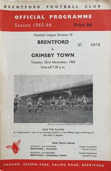 Brentford v Grimsby Town, Div 3 (1965, Nov 23rd)