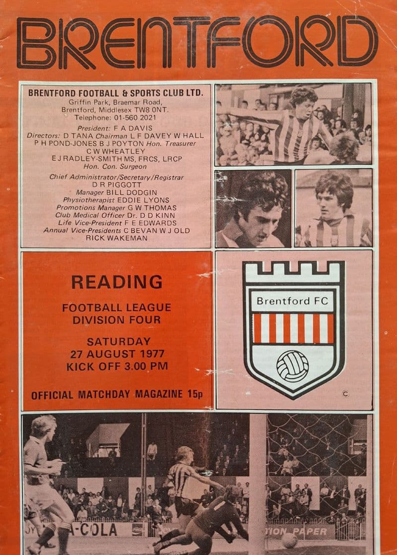 Brentford v Reading, Div 4 (1977, Aug 27th)
