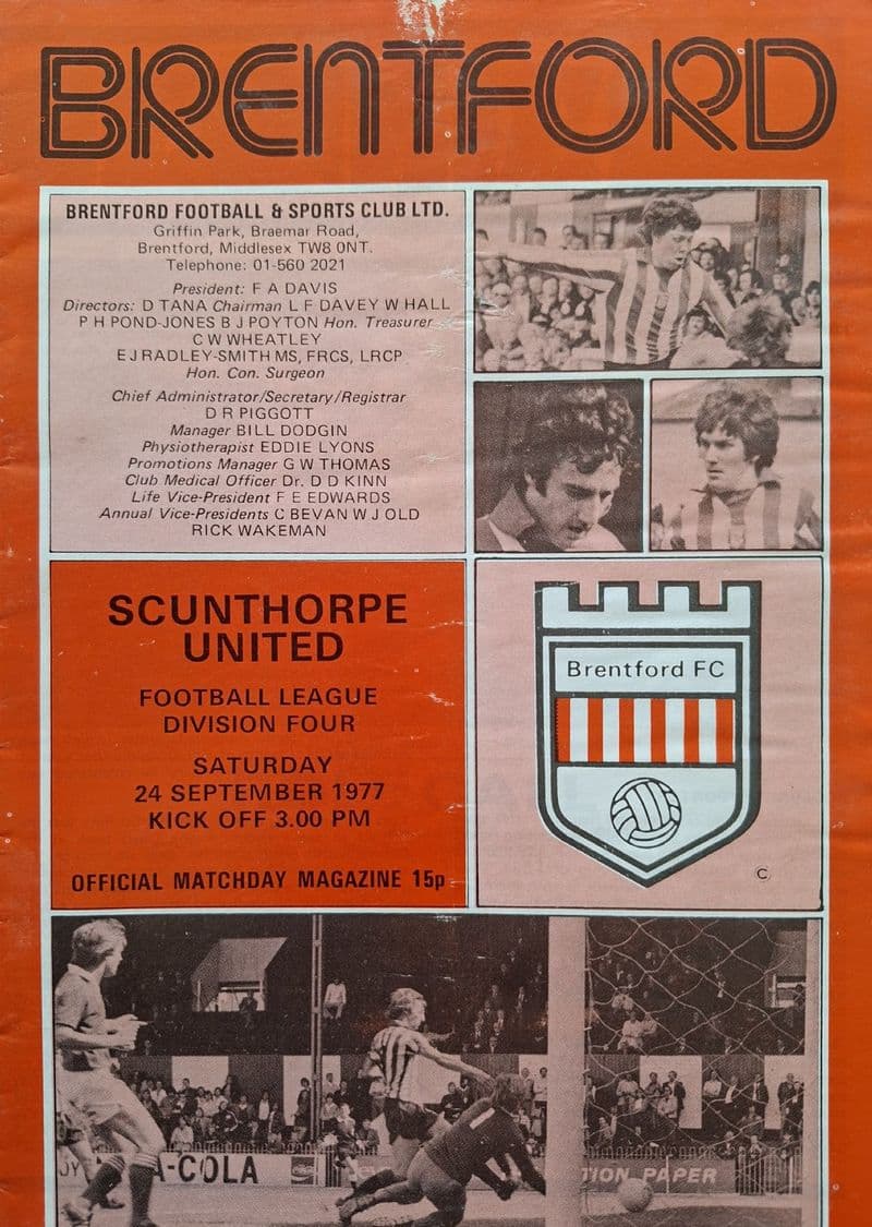 Brentford v Scunthorpe, Div 4 (1977, Sep 24th)
