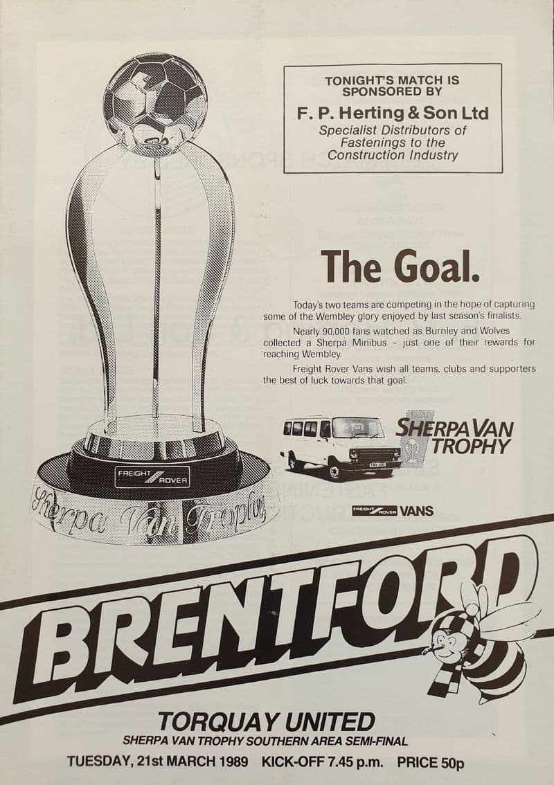 Brentford v Torquay United, Sherpa Van (1989 Mar 21st)