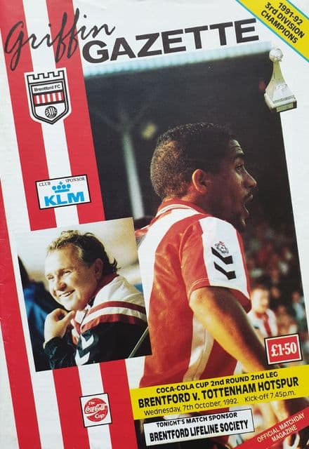 Brentford v Tottenham Hotspur, Coca Cola Cup (1992, Oct 7th)