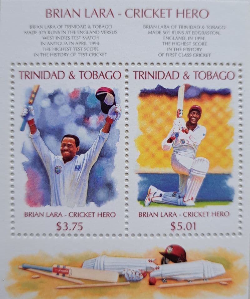 Brian Lara Cricket Hero (1996) Trinidad & Tobago Commemorative Stamp Sheet