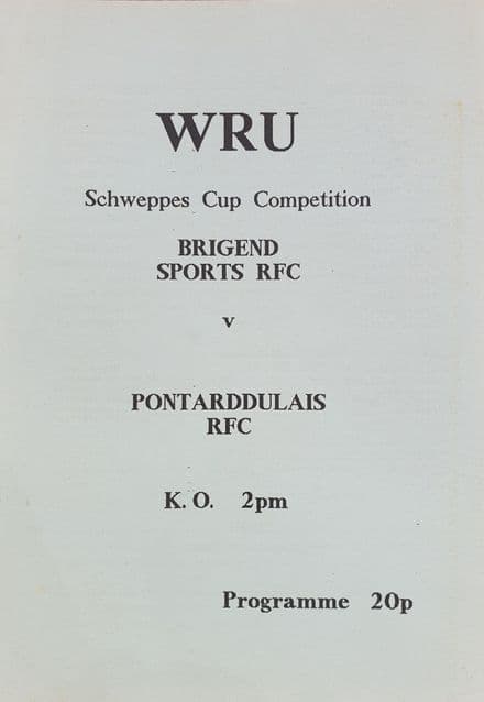 Bridgend Sports v Pontarddulais (1990, Dec)
