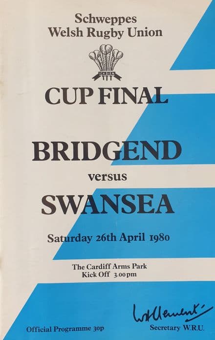 Bridgend v Swansea, Welsh Cup F (1980, Apr 26th - No Writing)