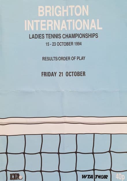 Brighton International Order of Play (1994, Oct 21st)