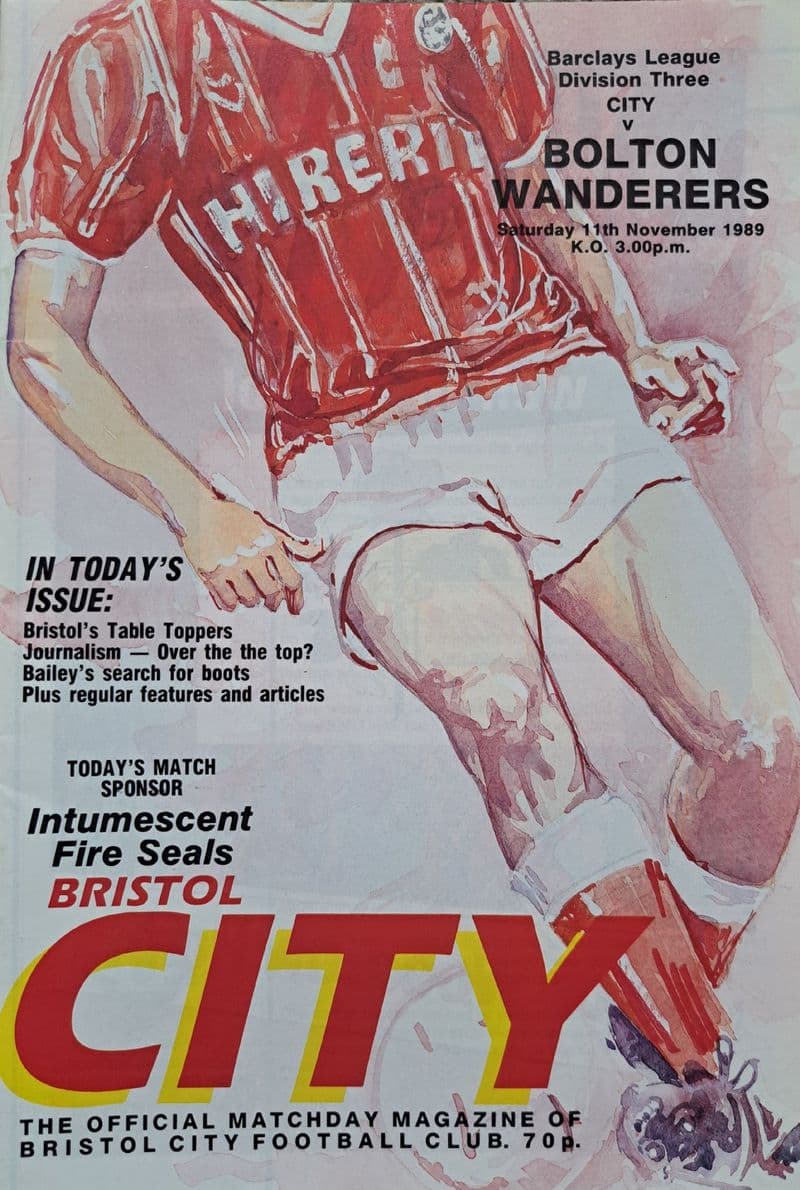 Bristol City v Bolton Wanderers, Div 3 (1989, Nov 11th)