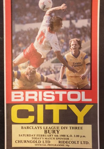 Bristol City v Bury, Div 3 (1988, Feb 6th)