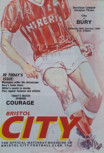 Bristol City v Bury, Div 3 (1990, Jan 20th)
