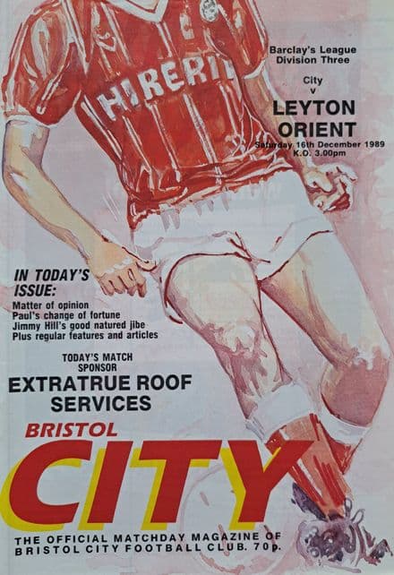 Bristol City v Leyton Orient, Div 2 (1989, Dec 16th)