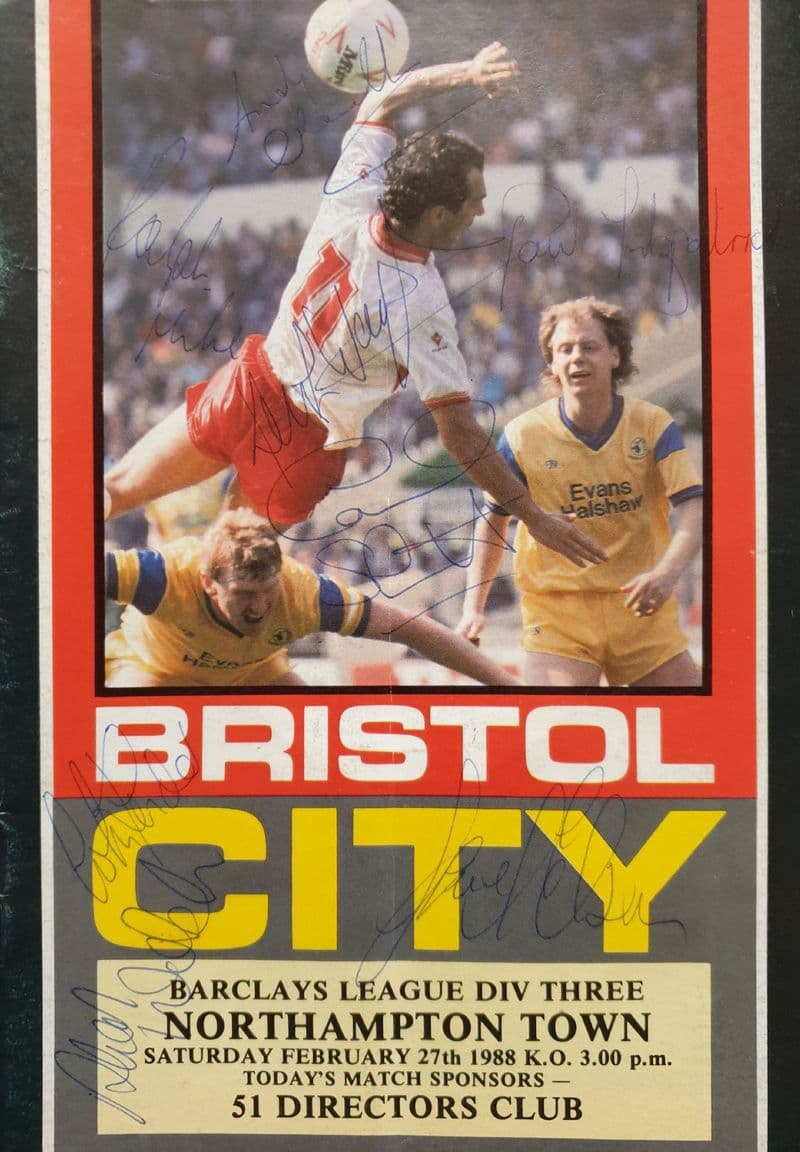 Bristol City v Northampton, Div 3 (1988, Feb 27th) SIGNED