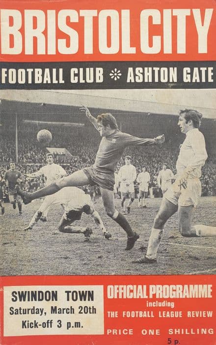 Bristol City v Swindon, Div 2 (1971 Mar 20th) & FLR