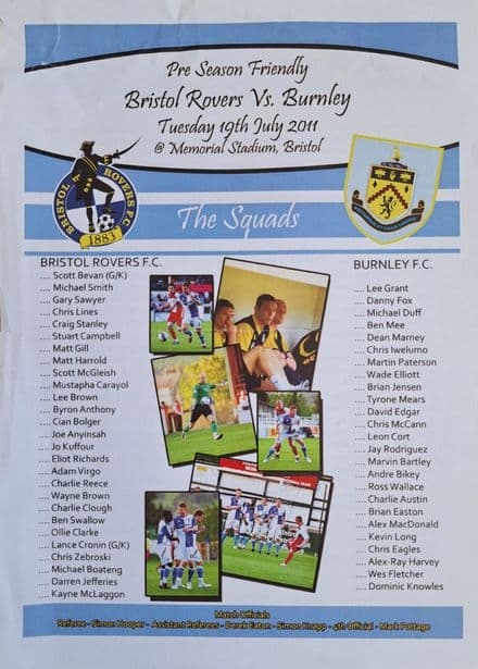 Bristol Rovers v Burnley, Friendly (2011, July 19th)