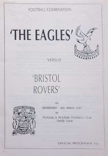 Bristol Rovers v Crystal Palace, Combination (1986, Oct 22nd)