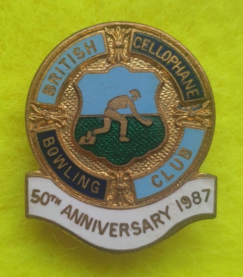 British Cellophane Bowling Club 50th Anniversary Enamel Pin Badge