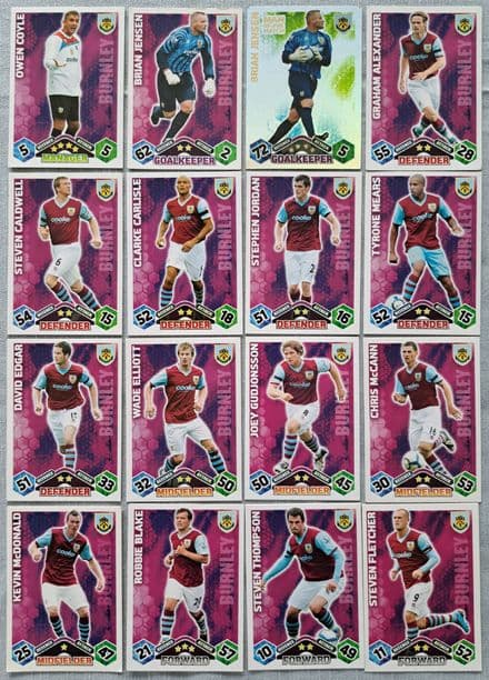 Burnley, Match Attax Cards x 16 (2009-10)