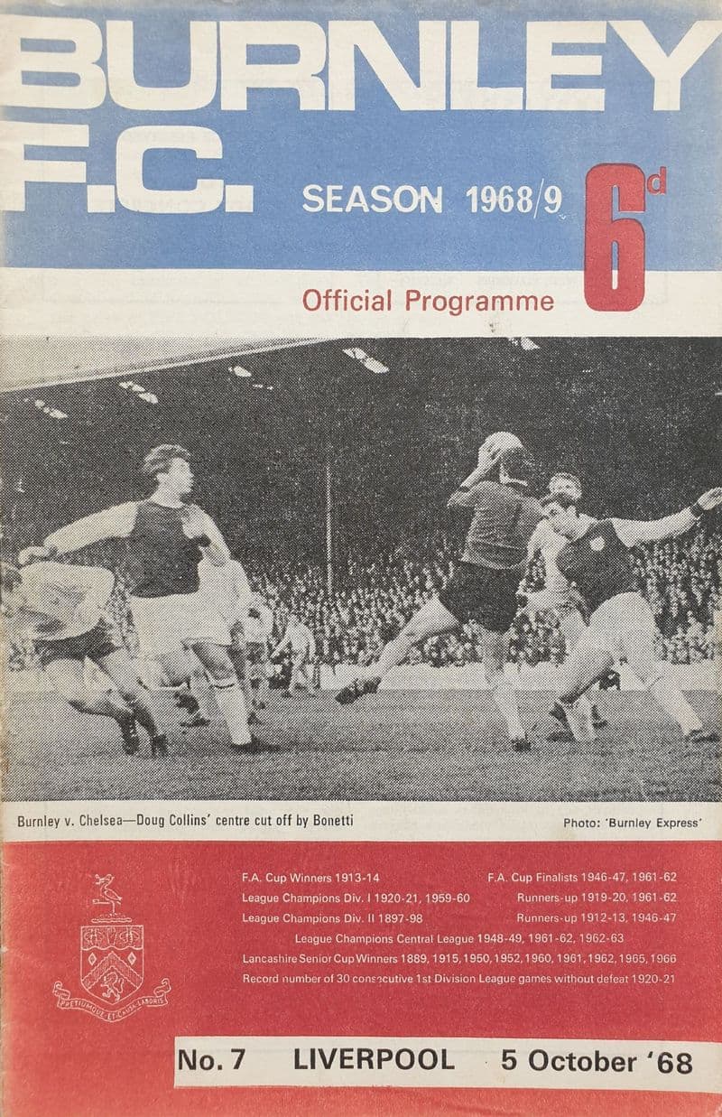 Burnley v Liverpool, Div 1 (1968, Oct 5th)