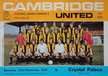 Cambridge United v Crystal Palace, Div 2 (1978, Dec 23rd)