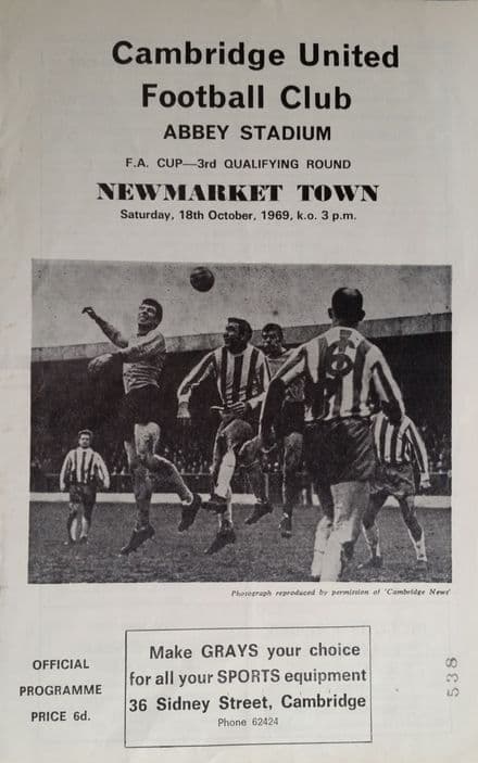 Cambridge United v Newmarket Town, FA Cup (1969, October 18th)