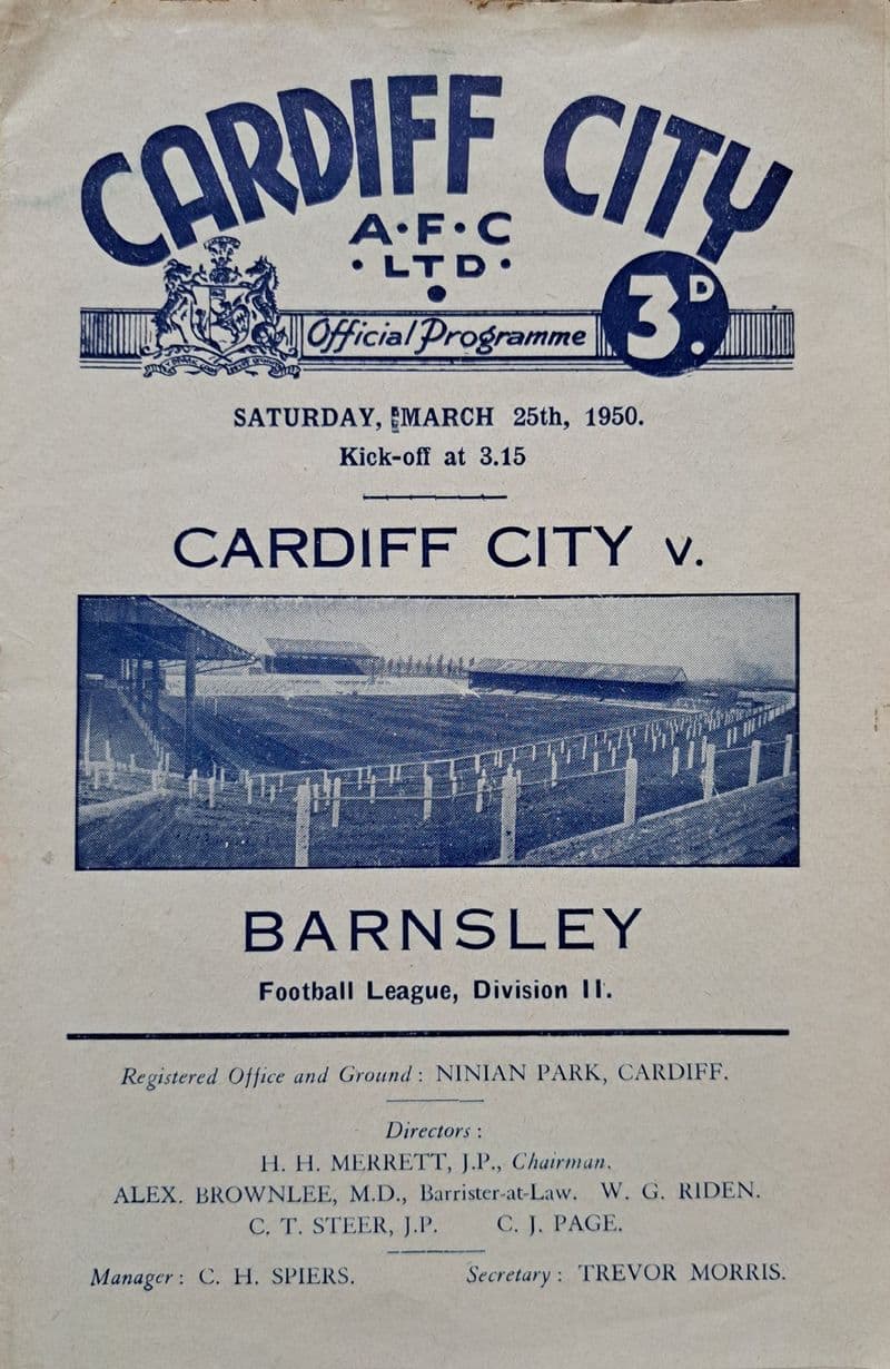 Cardiff v Barnsley, Div 2 (1950, Mar 25th)