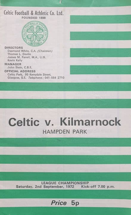 Celtic v Kilmarnock (1972, Sep 2nd)