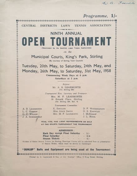 Central Districts Open Tournament (1958, May 20th-31st)