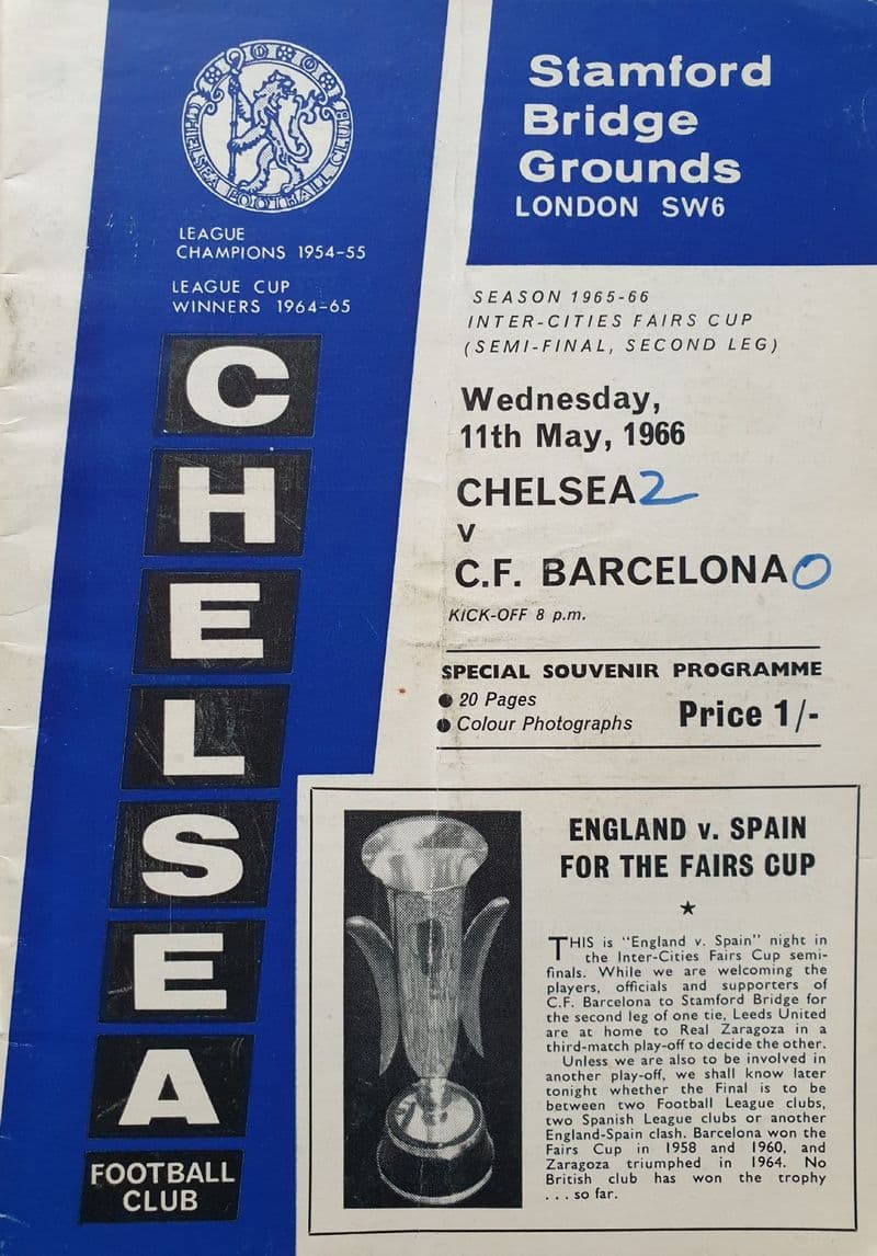 Chelsea v Barcelona, Fairs Cup SF (1966, May 11th)