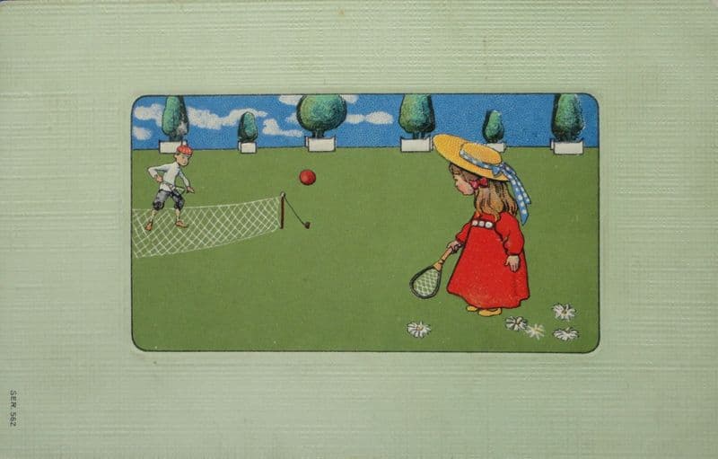 Children Playing Tennis Card (Postally unused)