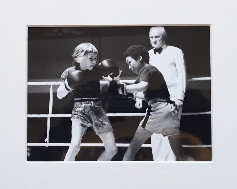 Children's Amateur Boxing B&W Photo