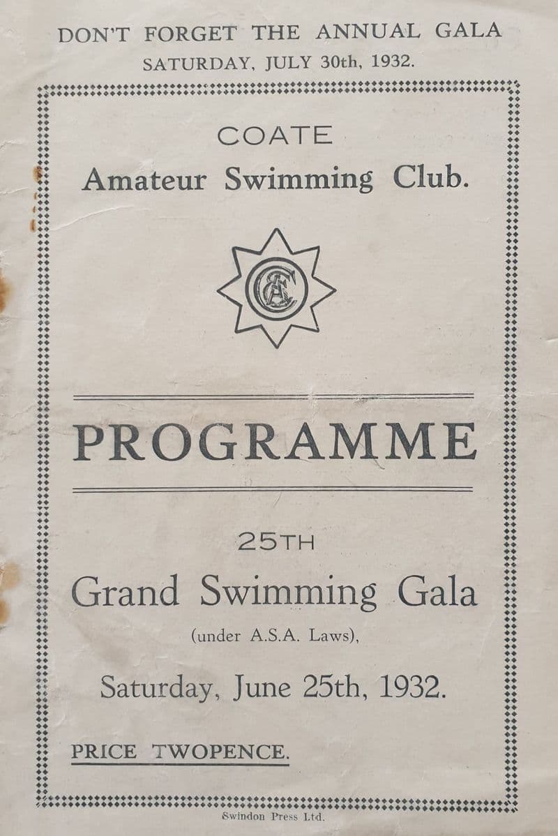Coate Amateur Swimming Club Gala (1932, Jun 25th)